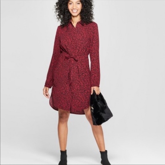 a new day Dresses & Skirts - A New Day Leopard Print Burgundy Dress